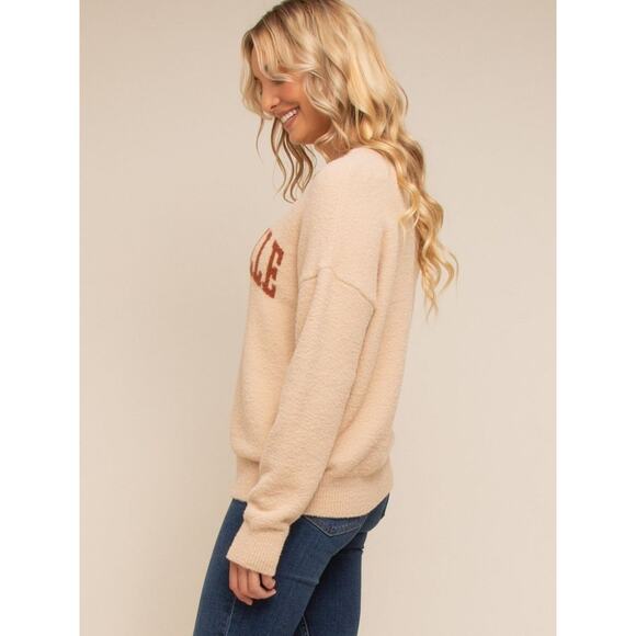 Thread & Supply Nashville Sweater Womens Large Beige Sand Cozy Soft Fuzzy Lounge - Picture 10 of 12